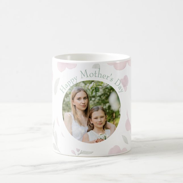Caneca De Café Foto personalizada e texto feliz do dia das mães - (Centro)