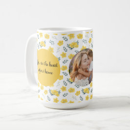 Caneca De Café Foto Personalizada Floral | Presente de dia de as