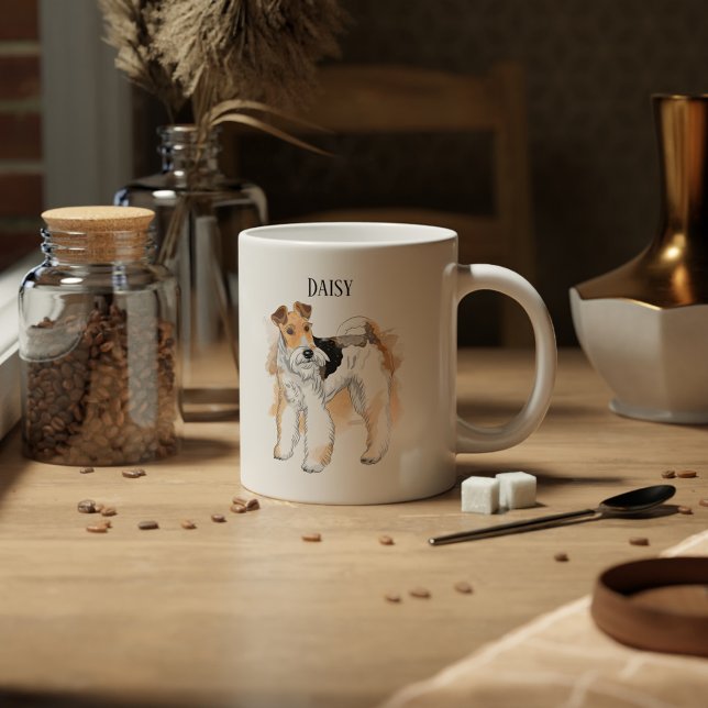 Caneca De Café Foto personalizada Fox Terrier (Criador carregado)