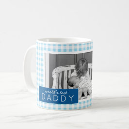 Caneca De Café Foto personalizada Gingham, o melhor Pai do mundo