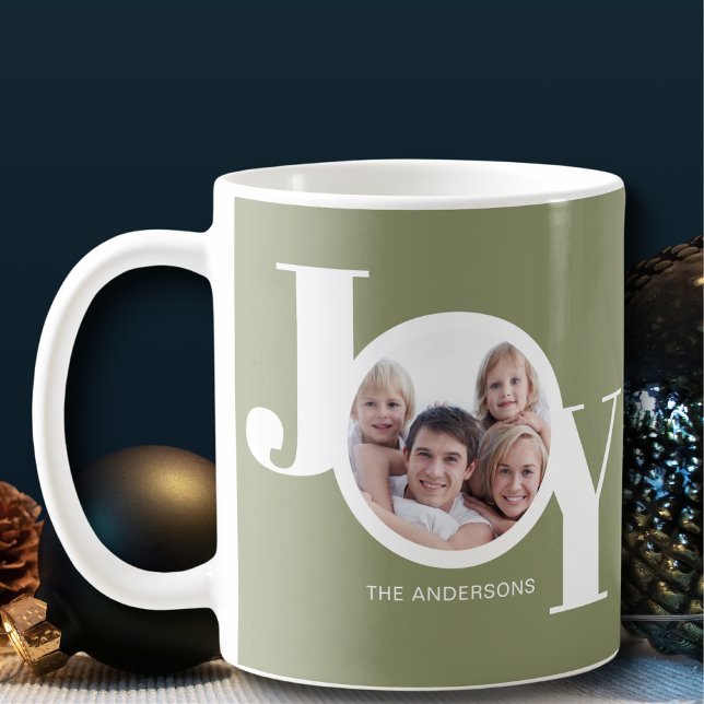 Caneca De Café Foto personalizada: Joy Sage Green (Criador carregado)
