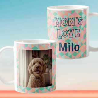 Caneca De Café Foto Personalizada Mãe de Cachorro Geométrico Past