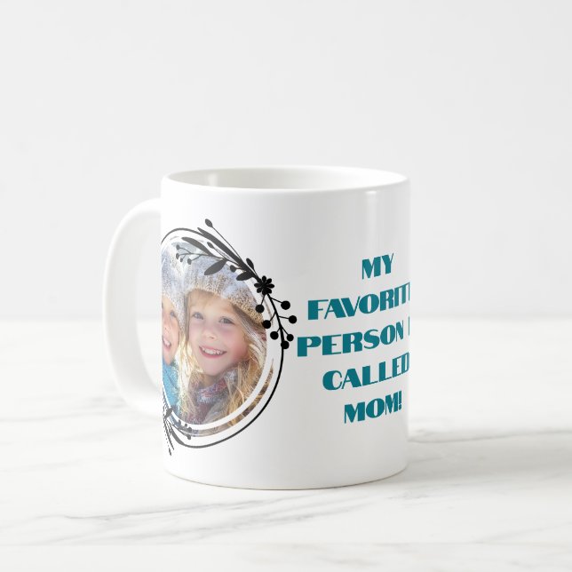 Caneca De Café Foto personalizada Melhor dia de as mães de sempre (Frente Esquerda)
