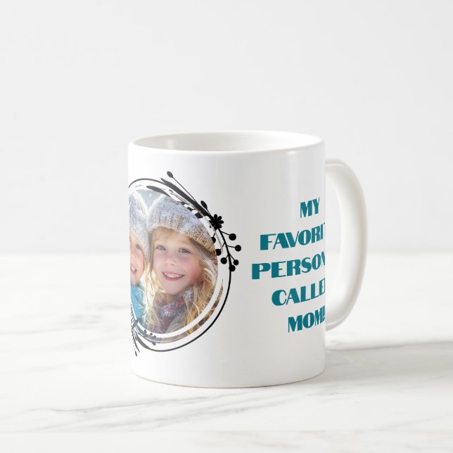 Caneca De Café Foto personalizada Melhor dia de as mães de sempre (Frente Esquerda)