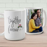 Caneca De Café Foto Personalizada Pássaros Românticos De Amor Jun<br><div class="desc">Caneca romântica de café para Dia de os namorados,  presente de Noivado,  Aniversário ou só porque! O modelo de foto está pronto para que você adicione sua foto a um lado da caneca. O outro lado é manchado com as palavras "juntos para sempre" e decorado com beija-flores.</div>
