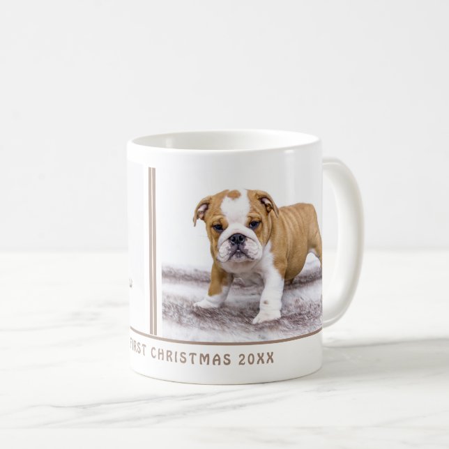 Caneca De Café Foto Personalizada Pet de Natal Primeiro Puppy (Frente Esquerda)
