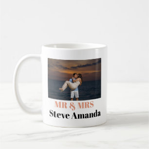 Caneca De Café Foto Personalizada Simples Moderno Elegante Sr e S