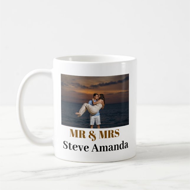 Caneca De Café Foto personalizada Simples Na moda moderno Sr. & S (Esquerda)
