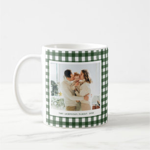 Caneca De Café Foto Personalizada Xadrez Verde Minimalista