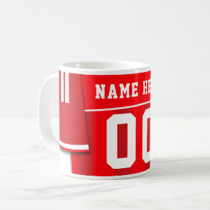 Caneca De Café Foto personalizável de futebol Jersey Mug, Vermelh