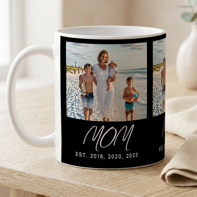 Caneca De Café Foto Preta com Letra Mãe Estabelecida (Criador carregado)