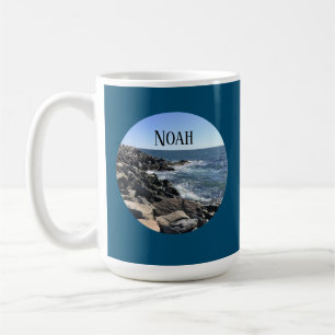 Caneca De Café Foto redonda do mar azul escuro do oceano Atlântic