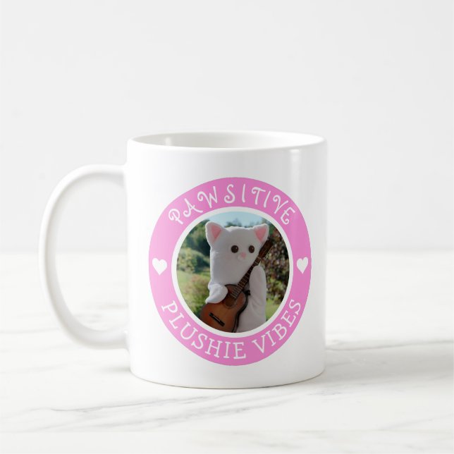 Caneca De Café Foto rosa pawsitive Pawsitive Plushie Kawaii Cute (Esquerda)