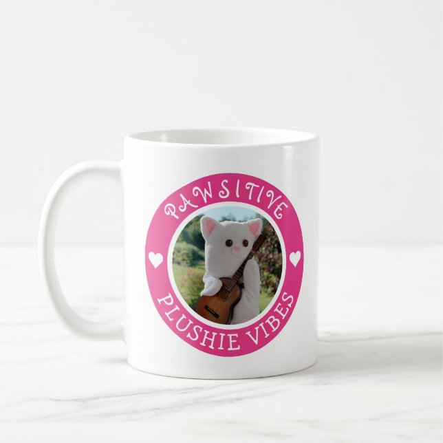 Caneca De Café Foto rosa pawsitive Pawsitive Plushie Kawaii Cute (Esquerda)