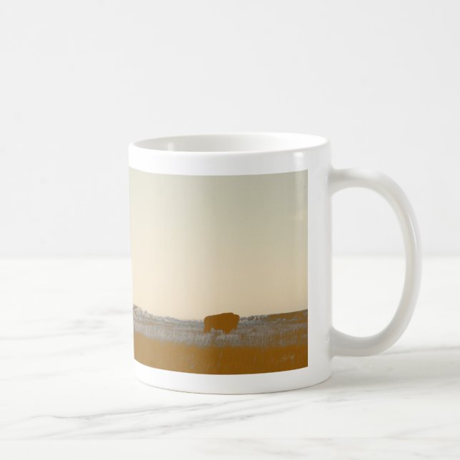 Caneca De Café Foto Rustic Lone Buffalo Das Badlands (Direita)