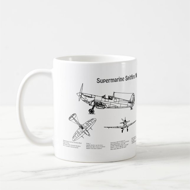 Caneca De Café Foto Supermarinha - Avião Blueprint BD (Esquerda)