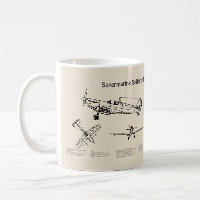 Caneca De Café Foto Supermarinha - Avião Blueprint SD (Esquerda)