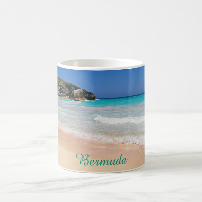 Caneca De Café Foto Tropical Pink Sand Beach das Bermudas (Centro)