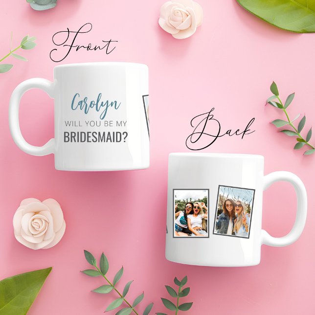 Caneca De Café Foto "Você Será Minha Porta-Voz? (Front and Back Of Will You Be My Bridesmaid Mug gift for bridal party)