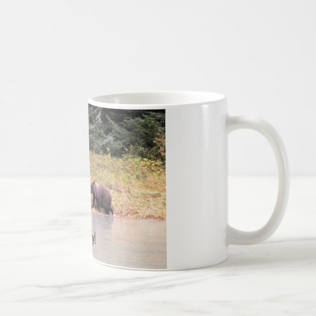 Caneca De Café Fotografia da Mãe Grizzly, 2 Cubs, Rio, AK (Direita)