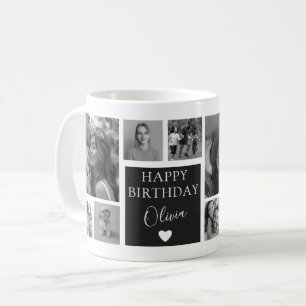 Caneca De Café Fotografia de Aniversário Preto e Branco Moderno 1