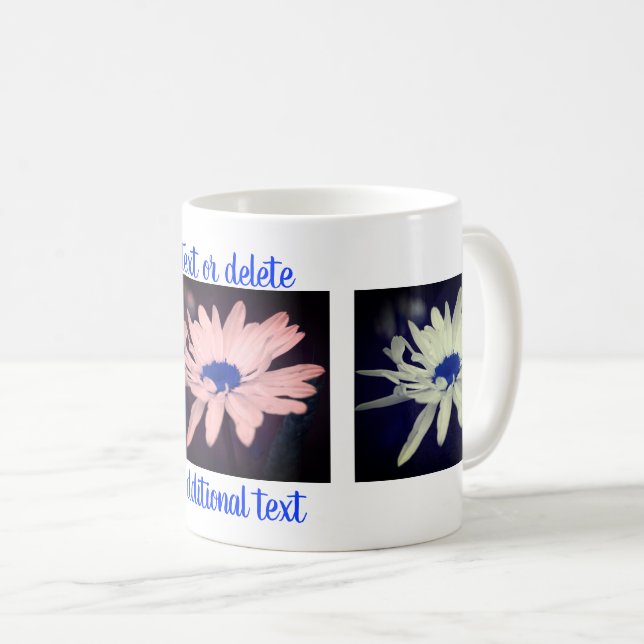 Caneca De Café Fotografia de Arte Floral Azul Daisy Personalizada (Frente Esquerda)