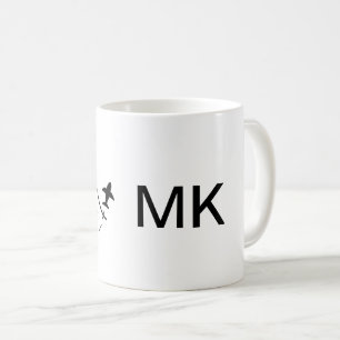 Caneca De Café Fotografia de avião de viagem com monograma minima