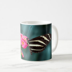 Caneca De Café Fotografia de Borboleta em Flor Rosa