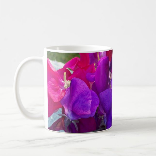 Caneca De Café Fotografia de Ervilha Suave e Rosa Brilhante (Esquerda)