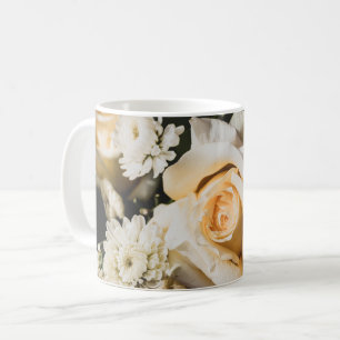 Caneca De Café Fotografia de Flor de Rosa Branca Design Floral