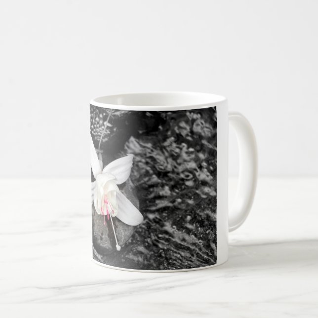 Caneca De Café Fotografia de Fúchsia Branca e Rosa (Frente Esquerda)