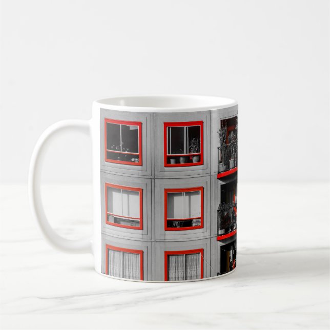 Caneca De Café Fotografia do edifício Red Facade Zuidoost Balcony (Esquerda)