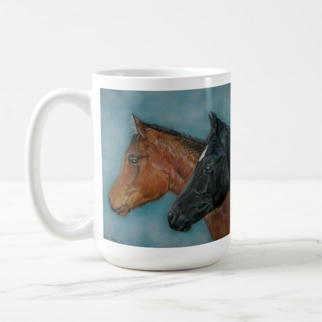 Caneca De Café fotografia equina de dois cavalos muito bonitos (Esquerda)