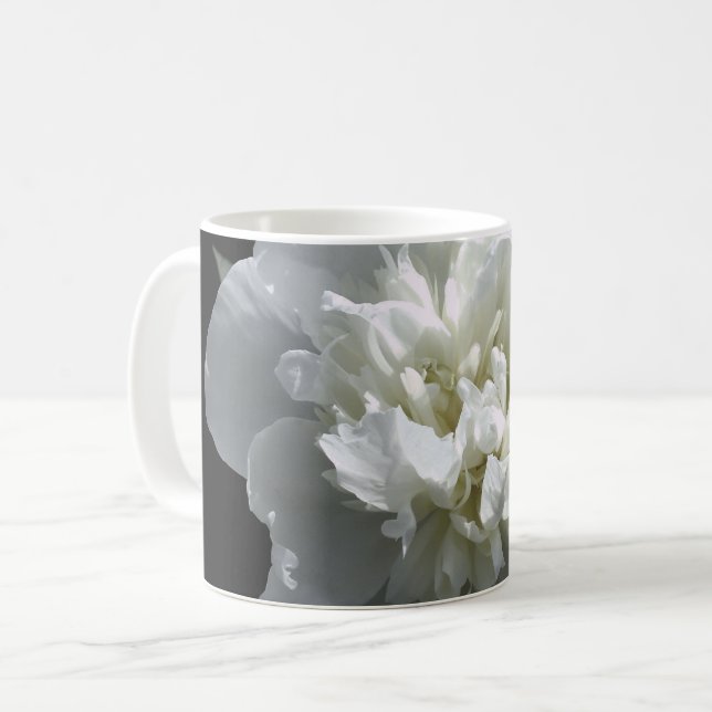 Caneca De Café Fotografia floral branca de pénia branca Elegante (Frente Esquerda)