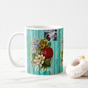 Caneca De Café Fotografia: Floral Green Mug