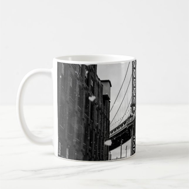 CANECA DE CAFÉ FOTOGRAFIA GRAYSCALE DA BRIDGE BROOKLYN (Esquerda)