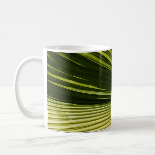 Caneca De Café Fotografia macro de folha verde (Esquerda)