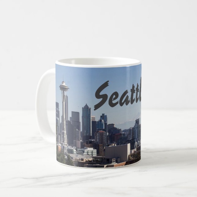 Caneca De Café Fotografia no horizonte de Seattle Washington (Frente Esquerda)