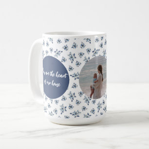 Caneca De Café Fotografia personalizada com flores azuis   Person