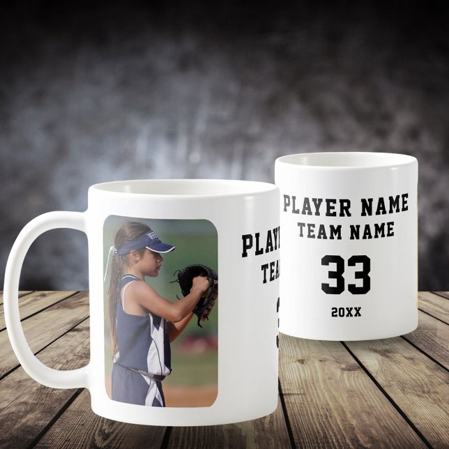 Caneca De Café Fotografias do Número do Jogador de Softball 2 (Criador carregado)