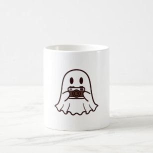 Caneca De Café Fotógrafo Fantasma de Halloween Fofo