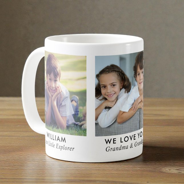 Caneca De Café Fotos dos Avós 3 (Grandparents 3 Photo Coffee Mug)
