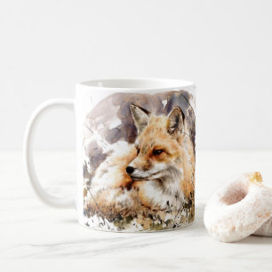 Caneca De Café Fox art watercolor mug, fox lover dom willife