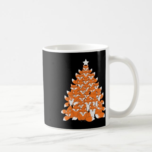 Caneca De Café Fox Christmas Tree Fox Xmas Tree Engraçado Fox Chr (Direita)