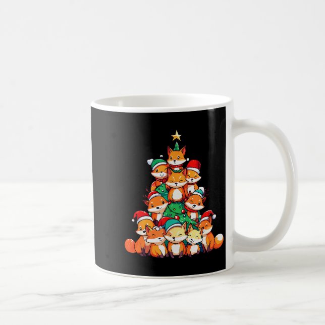 Caneca De Café Fox Christmas Tree Xmas Girls Boys Funny Santa  (Direita)