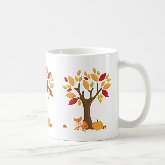 Caneca De Café Fox de outono com Abóbora (Direita)