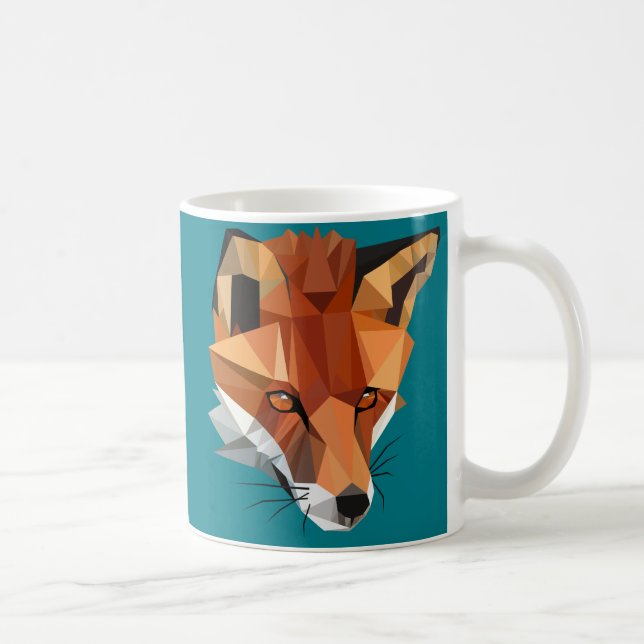 Caneca De Café Fox de Polígono Moderno Personalizada (Direita)