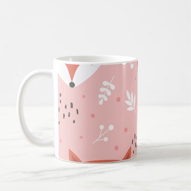 Caneca De Café Fox Divertido: Padrão de Floresta Bonita (Esquerda)