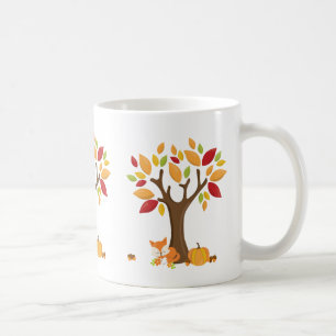 Caneca De Café Fox do outono com abóbora