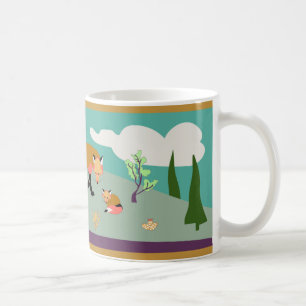 Caneca De Café Fox e bebê no deserto